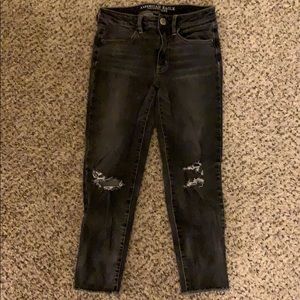 American Eagle High Rise Black Crop Jeans